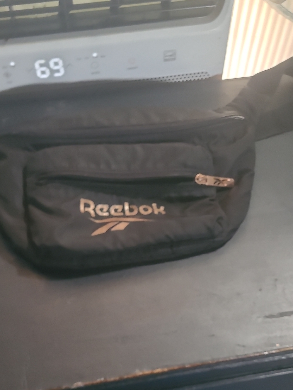 Reebok Black Waist Bag with Gold Logo